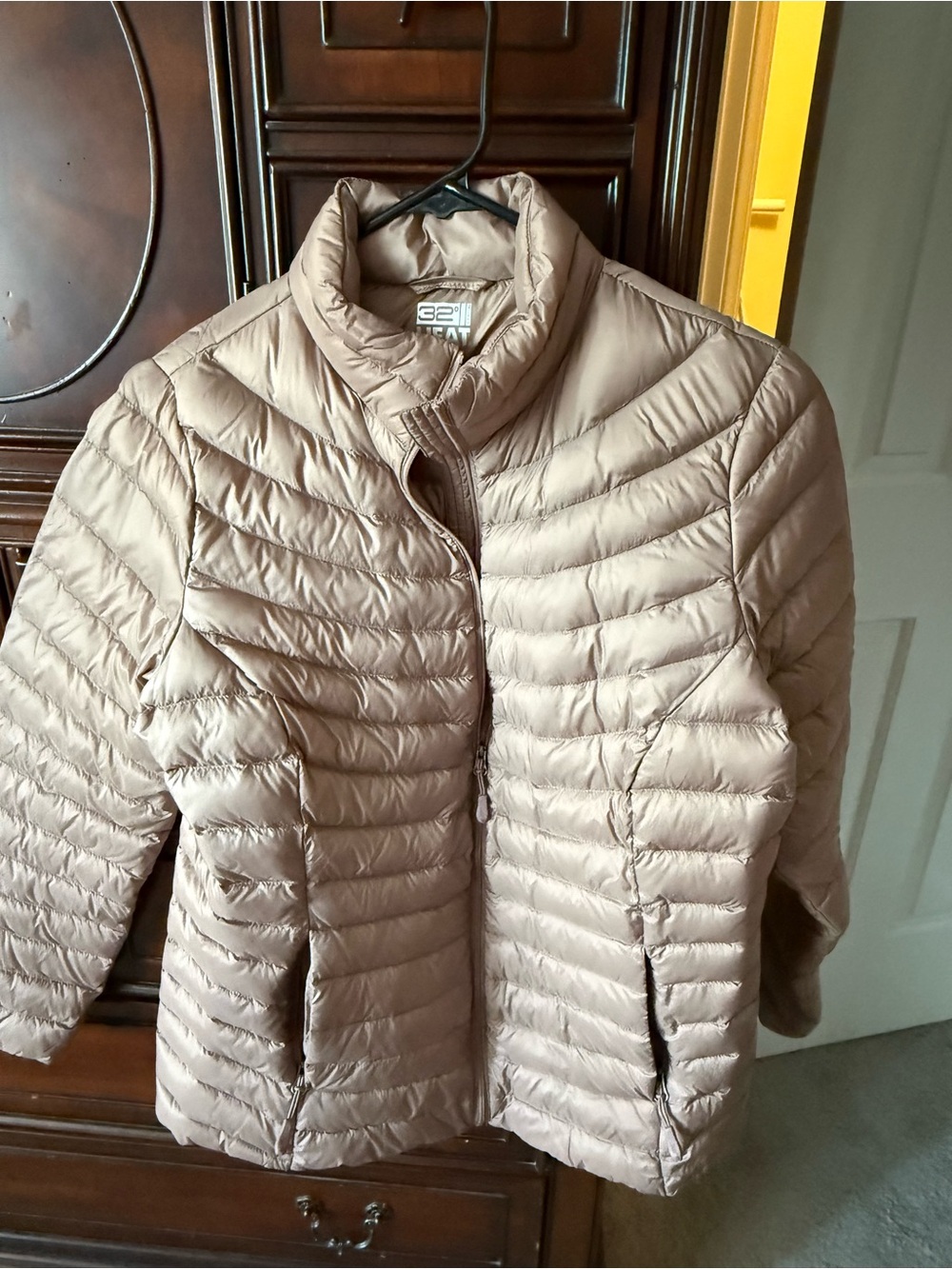 32 Degrees Light Taupe Quilted Packable Women's Puffer Jacket